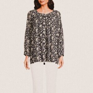 Talisman navy Moon River Boho Raglan Long Sleeve top S/M NWT